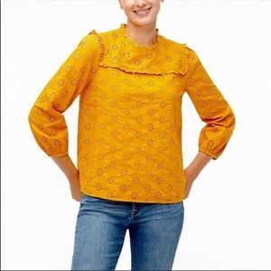 J. Crew yellow eyelet blouse